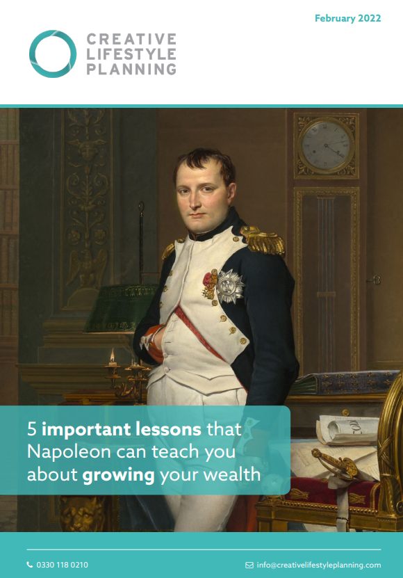 Cover of a guide on growing wealth featuring an image of Napoleon
