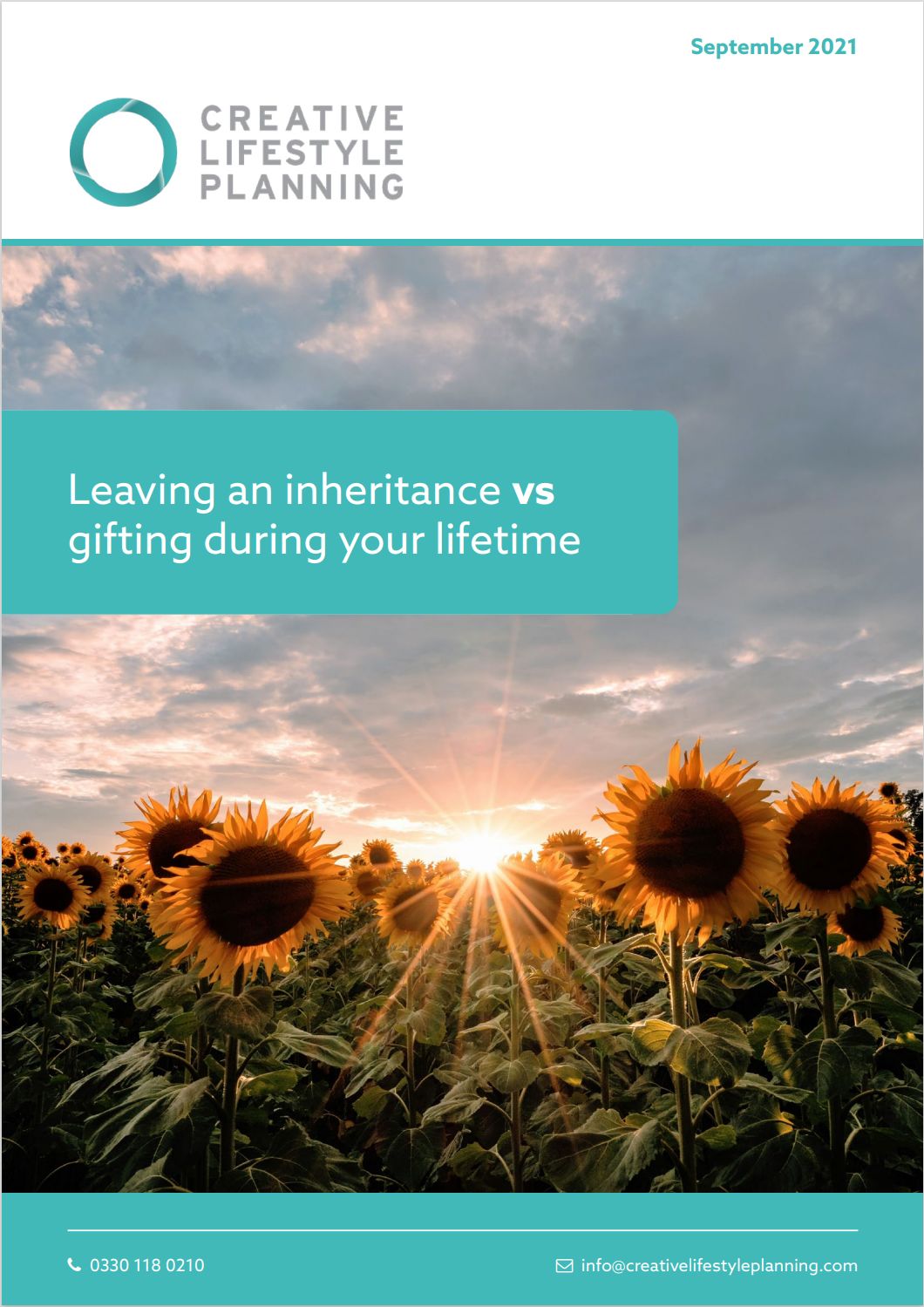 Cover of a guide on inheritance featuring a field of sunflowers